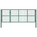 Poartă de gard de grădină cu stâlpi 350x120 cm, oțel, verde GartenMobel Dekor