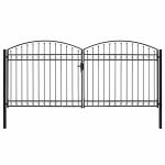 Poartă de gard Assen Ușă dublă cu blat arcuit din oțel 400x200 cm GartenMobel Dekor