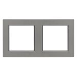 Rama dublă orizontală Leziter Nova, gri, pentru 2 module (83×150 mm)