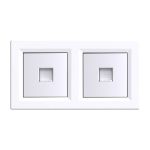 Priză dublă UTP RJ45 Leziter Nova cu ramă albă, montaj îngropat