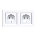 Priză dublă cu împământare Leziter Nova, 16A 250V, montaj încastrat, alb