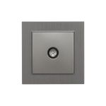 Priză TV Leziter Nova RF coaxială, montaj îngropat, cu cadru gri