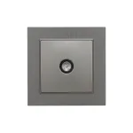 Priză TV Leziter Nova RF coaxială, montaj îngropat, cu cadru gri