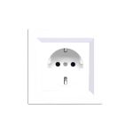 Priză Schuko cu împământare Leziter Nova 16A 250V, alb, cu ramă integrată