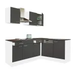 Dulap de bucătărie de colț Leziter Yorki 220, corp alb, față antracit satinat