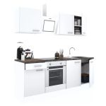 Mobilă de bucătărie Leziter Yorki 210 cm, alb satinat, cu corp pentru cuptor