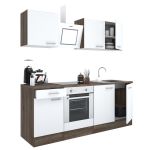 Mobilă de bucătărie modulară Leziter Yorki 210 cm, stejar Yorki și alb satinat, cu corp cuptor