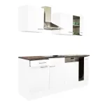 Mobilă de bucătărie Leziter Yorki 220 cm, alb satinat, corp alb, blat 38 mm