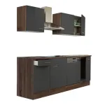 Mobilă de bucătărie Leziter Yorki 220 cm, stejar Yorki cu fronturi antracit satinat