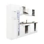 Mobilă de bucătărie Leziter Yorki 270 cm, alb satinat, cu spațiu frigider