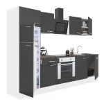 Mobilă de bucătărie Leziter Yorki 270 cm, alb cu fronturi antracit satinat