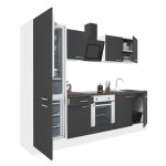 Mobilă de bucătărie Leziter Yorki 270 cm, alb cu fronturi antracit satinat