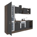 Bucătărie modulară Leziter Yorki 270 cm, stejar Yorki/antracit, corp cuptor + coloană frigider