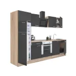 Mobilă bucătărie Leziter Yorki 270 cm, stejar Sonoma, front antracit satinat