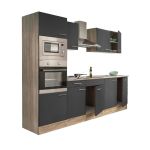 Mobilă de bucătărie Leziter Yorki 270 cm, stejar Sonoma, față antracit satinat