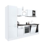 Mobilă de bucătărie modulară Leziter Yorki 280 cm, alb satinat, corp alb, dulap cuptor + raft