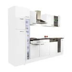 Mobilă de bucătărie Leziter Yorki 280 cm, alb satinat, cu spațiu pentru frigider