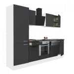 Bucătărie modulară Leziter Yorki 280 cm, alb cu fronturi antracit satinat, corp cuptor