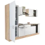 Mobilă de bucătărie modulară Leziter Yorki 280 cm, stejar sonoma și alb satinat