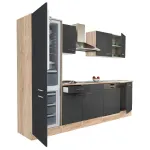 Mobilă de bucătărie modulară Yorki 280 cm, stejar Sonoma și antracit satinat, cu corp pentru frigider