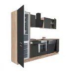 Mobilă de bucătărie Leziter Yorki 280 cm, stejar sonoma și antracit satinat, cu corp cuptor