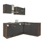 Mobilă bucătărie colț Leziter Yorki 220 cm, stejar Yorki cu front antracit satinat