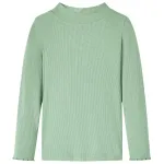 Tricou de copii cu mâneci lungi, guler tunică, verde mentă închis, 128 GartenMobel Dekor