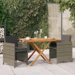 Set mobilier de grădină cu perne, 3 piese, gri GartenMobel Dekor