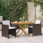 Set mobilier de grădină cu perne, 3 piese, maro, poliratan GartenMobel Dekor
