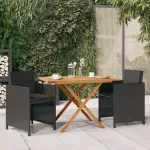 Set mobilier de grădină cu perne, 3 piese, negru GartenMobel Dekor