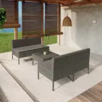 Set mobilier de grădină cu perne, 5 piese, gri, poliratan GartenMobel Dekor