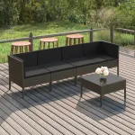 Set mobilier de grădină cu perne, 5 piese, gri, poliratan GartenMobel Dekor