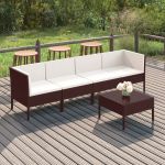 Set mobilier de grădină cu perne, 5 piese, maro, poliratan GartenMobel Dekor
