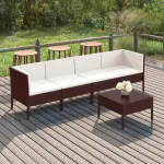 Set mobilier de grădină cu perne, 5 piese, maro, poliratan GartenMobel Dekor