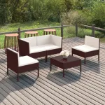 Set mobilier de grădină cu perne, 5 piese, maro, poliratan GartenMobel Dekor