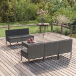 Set mobilier de grădină cu perne, 6 piese, gri, poliratan GartenMobel Dekor