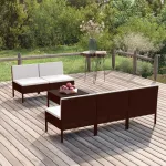 Set mobilier de grădină cu perne, 6 piese, maro, poliratan GartenMobel Dekor