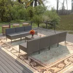 Set mobilier de grădină cu perne, 8 piese, gri, poliratan GartenMobel Dekor