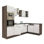 Corp de bucătărie de colț Leziter Yorki 280 cm, stejar Yorki cu front alb satinat