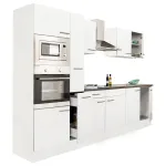 Mobilă de bucătărie Leziter Yorki 300 cm, alb satinat, corp alb, blat 38 mm