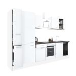 Mobilă de bucătărie modulară Leziter Yorki 300 cm, alb satinat, cu dulap cuptor