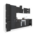 Mobilă de bucătărie Leziter Yorki 300 cm, alb cu front antracit satinat