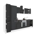 Mobilă de bucătărie Leziter Yorki 300 cm, alb cu front antracit satinat