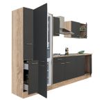 Mobilă de bucătărie modulară Leziter Yorki 300 cm, stejar sonoma cu front antracit satinat