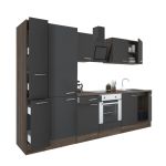 Mobilă de bucătărie Leziter Yorki 300 cm, stejar Yorki/antracit, corp cuptor + dulap rafturi