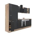 Mobilă de bucătărie Leziter Yorki 310 cm, stejar Sonoma și antracit, cu dulap cămară