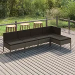 Set mobilier de grădină cu perne, 5 piese, gri, poliratan GartenMobel Dekor