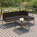 Set mobilier de grădină cu perne, 5 piese, gri, poliratan GartenMobel Dekor