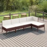 Set mobilier de grădină cu perne, 5 piese, maro, poliratan GartenMobel Dekor