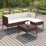 Set mobilier de grădină cu perne, 5 piese, maro, poliratan GartenMobel Dekor